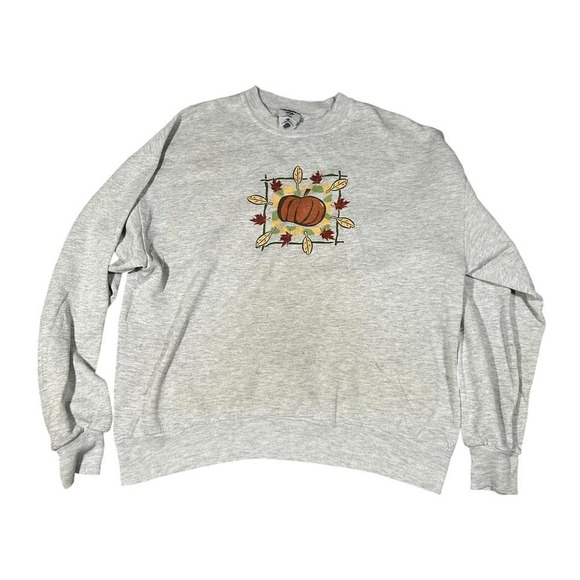 Vintage Jerzees Fall Pumpkin Sweatshirt – Size Large - Picture 1 of 6